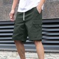 thumbnail image 1 of BXJX Mens Cargo Shorts with Pockets- Elastic Waist Comfort Waist Casual Drawstring Summer Shorts Army Green Size S, 1 of 8