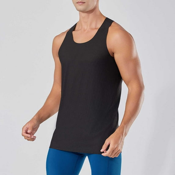 BXJX Mens Classic Tank Tops- Casual Gym Workout Crewneck Summer Shirts Black Size S