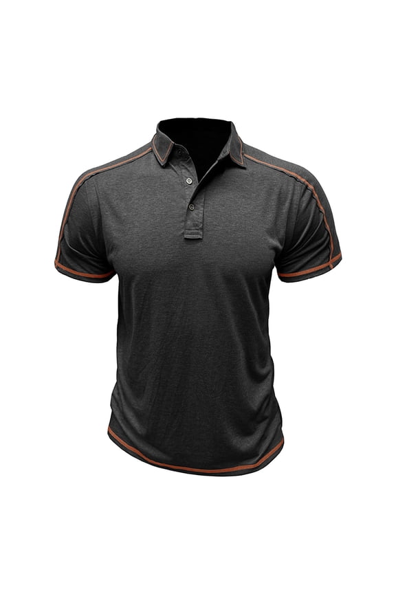 Mens Collared Polo Shirts, Pullover Casual Buttons Summer Short Sleeve Shirts Dark Gray Size M