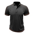 thumbnail image 1 of Fnooota Mens Collared Polo Shirts, Summer Buttons Casual Pullover Short Sleeve Shirts Dark Gray Size S, 1 of 4