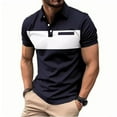 thumbnail image 1 of Fnooota Mens Collared Polo Shirts, Work Buttons Summer Casual Short Sleeve Shirts Navy Size 3XL, 1 of 8