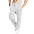thumbnail image 1 of BXJX Mens Drawstring Sweatpants- Casual Fall Winter Loose Fit Side Striped Athletic Pants with Pockets Gray Size M, 1 of 7