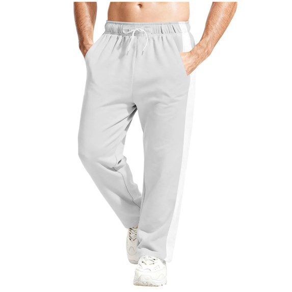 BXJX Mens Drawstring Sweatpants- Casual Fall Winter Loose Fit Side Striped Athletic Pants with Pockets Gray Size M