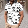 thumbnail image 1 of BXJX Mens Hawaiian Polo Shirts- Mesh Short Sleeve Print Casual Summer Top White Size L, 1 of 5