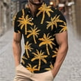thumbnail image 1 of BXJX Mens Hawaiian Polo Shirts- Short Sleeve Print Mesh Casual Summer Top Gold Size L, 1 of 5