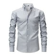 thumbnail image 1 of Fnooota Mens Long Sleeve Shirts, Colored Casual Stripe Work Button Down Shirts Gray Size XL, 1 of 4