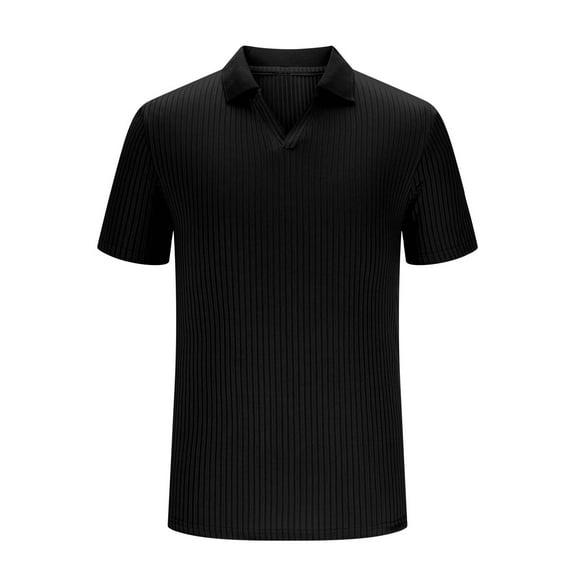 Fnooota Mens Polo Shirts Clearance, 2025 Collared Summer Casual Short Sleeve Shirts Black Size S