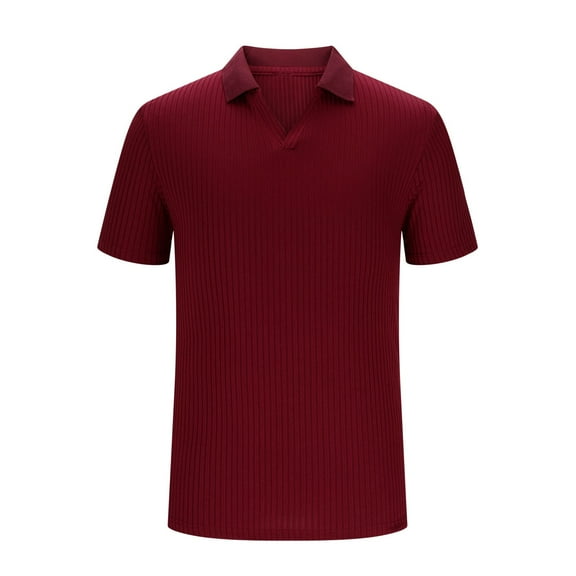 Fnooota Mens Polo Shirts Clearance, Collared Casual 2025 Summer Short Sleeve Shirts Wine Size 3XL