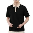 thumbnail image 1 of Fnooota Mens Polo Shirts Clearance, Collared Casual Summer Vacation Short Sleeve Shirts Black Size 3XL, 1 of 6