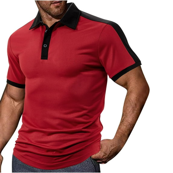 Fnooota Mens Polo Shirts Clearance, Collared Casual Workout Summer Short Sleeve Shirts Wine Size S