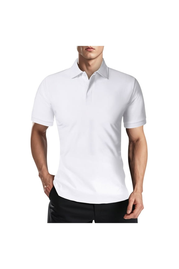 Mens Polo Shirts Clearance, Collared Work Casual Short Sleeve Summer Shirts White Size XL