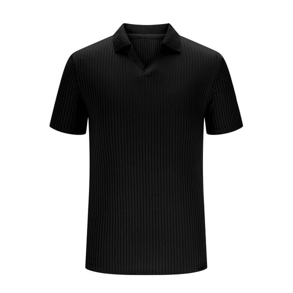 Fnooota Mens Polo Shirts Clearance, Summer Casual Collared 2025 Short Sleeve Shirts Black Size 3XL