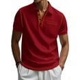 thumbnail image 1 of Fnooota Mens Polo Shirts Clearance, Summer Casual Collared Holiday Short Sleeve Shirts Wine Size M, 1 of 9