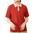 thumbnail image 1 of Fnooota Mens Polo Shirts Clearance, Summer Vacation Collared Casual Short Sleeve Shirts Red Size 2XL, 1 of 6