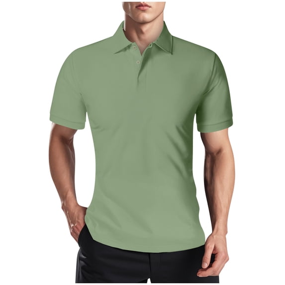 Fnooota Mens Polo Shirts Clearance, Work Collared Casual Short Sleeve Summer Shirts Green Size L
