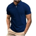 thumbnail image 1 of Fnooota Mens Polo Shirts Short Sleeve, Casual Collared Basic Zipper Summer Shirts Navy Size L, 1 of 8