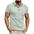 thumbnail image 1 of Fnooota Mens Polo Shirts Short Sleeve, Fashion Casual Buttons Collared Summer Shirts Gray Size M, 1 of 5