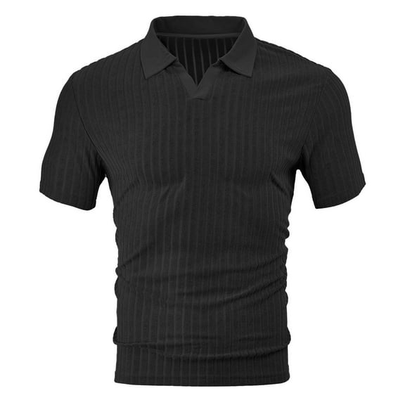 Fnooota Mens Polo Shirts with Collar, 2025 Casual Work Short Sleeve Summer Shirts Black Size S