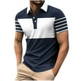 thumbnail image 1 of Fnooota Mens Polo Shirts with Collar, 2025 Pullover Casual Summer Short Sleeve Shirts Navy Size 2XL, 1 of 4