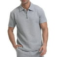 thumbnail image 1 of Fnooota Mens Polo Shirts with Collar, Casual 2025 Zipper Short Sleeve Summer Shirts Gray Size 3XL, 1 of 8