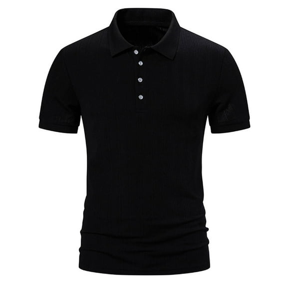 Fnooota Mens Polo Shirts with Collar, Casual Short Sleeve Pullover Work Summer Shirts Black Size S