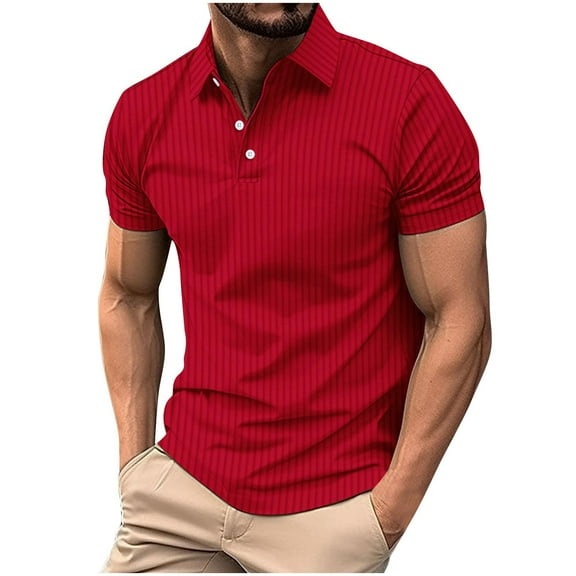 Fnooota Mens Polo Shirts with Collar, Casual Summer Pullover Workout Short Sleeve Shirts Red Size XL