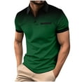 thumbnail image 1 of Fnooota Mens Polo Shirts with Collar, Gradient Print Casual Pullover Summer Short Sleeve Shirts Army Green Size 2XL, 1 of 4