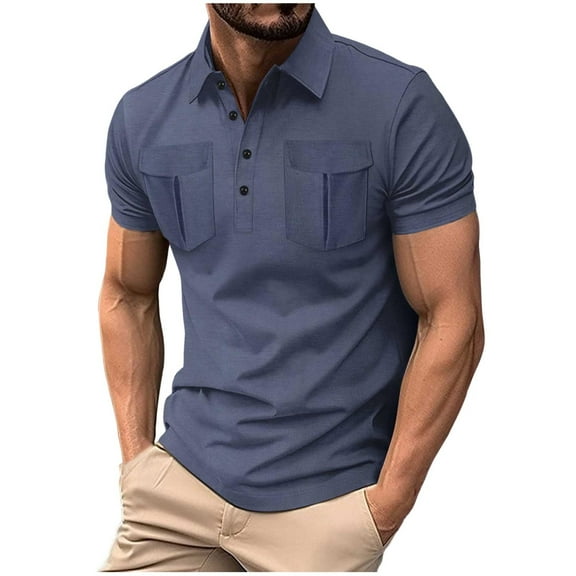 Fnooota Mens Polo Shirts with Collar, Pullover Summer Casual Work Short Sleeve Shirts Gray Size 3XL