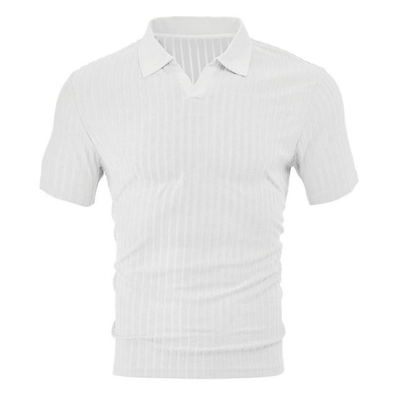 Fnooota Mens Polo Shirts with Collar, Short Sleeve 2025 Work Casual Summer Shirts White Size S