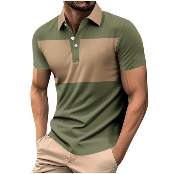 Fnooota Mens Polo Shirts with Collar, Summer Pullover Casual Sports Short Sleeve Shirts Green Size L