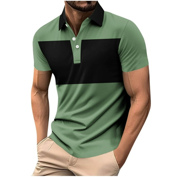 Fnooota Mens Polo Shirts with Collar, Summer Pullover Workout Casual Short Sleeve Shirts Green Size 3XL
