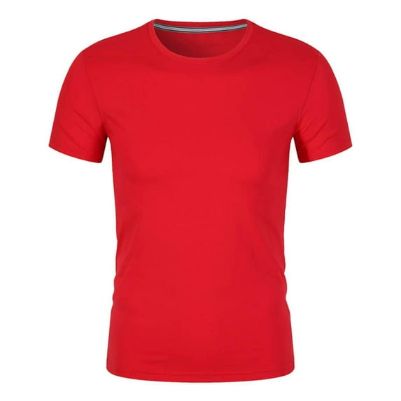 BXJX Mens Quick Dry Workout T Shirts- Casual Stretch Solid Color Crewneck Short Sleeve Lightweight Breathable Summer Tees Red Size 2XL