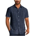 thumbnail image 1 of Fnooota Mens Short Sleeve Shirts, Colored Summer Fashion Vacation Button Down Shirts Dark Blue Size XL, 1 of 5