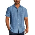 thumbnail image 1 of Fnooota Mens Short Sleeve Shirts, Summer Colored Fashion Vacation Button Down Shirts Navy Size XL, 1 of 5