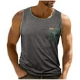 thumbnail image 1 of BXJX Mens Athleisure Tank Tops on Clearance- Summer Casual Muscle Gym Workout Crewneck Sleeveless Shirts with Pocket Dark Gray Size XL, 1 of 10