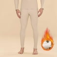 thumbnail image 1 of BXJX Mens Thermal Pants- Winter Casual Warm Fleece Lined Bottoms Tights Base Layer Beige Size 2XL, 1 of 5