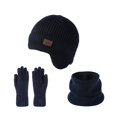thumbnail image 1 of BXJX Mens Winter Beanie,Neck Warmer and Gloves Sets, Knitted 3 Pack Fleece Lined Thermal Cold Weather Sets Navy Size Free Size, 1 of 2