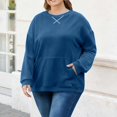 thumbnail image 1 of BXJX Plus Size Sweatshirts for Women Crewneck- Fall Tunic Tops Crewneck Fashion Long Sleeve Shirts Blue Size L, 1 of 7