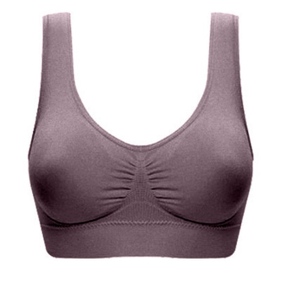 absuyy Sports Bras for Women Plus Size Padded Wireless Stretch Breathable Seamless Yoga Bra Brown Size 2XL