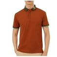 thumbnail image 1 of Fnooota Summer Polo Shirts for Men, Casual Pullover Breathable Collared Short Sleeve Shirts Red Size 2XL, 1 of 4