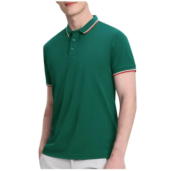 Fnooota Summer Polo Shirts for Men, Casual Work Collared Pullover Short Sleeve Shirts Army Green Size L