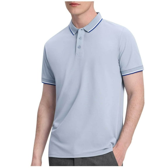 Fnooota Summer Polo Shirts for Men, Casual Work Collared Pullover Short Sleeve Shirts Gray Size M