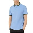 thumbnail image 1 of Fnooota Summer Polo Shirts for Men, Pullover Breathable Collared Casual Short Sleeve Shirts Light Blue Size XL, 1 of 4