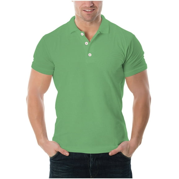 Fnooota Summer Polo Shirts for Men, Pullover Fashion Collared Casual Short Sleeve Shirts Green Size XL
