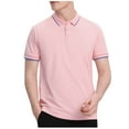 thumbnail image 1 of Fnooota Summer Polo Shirts for Men, Pullover Work Casual Collared Short Sleeve Shirts Pink Size L, 1 of 4