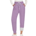 thumbnail image 1 of BXJX Sweatpants For Women- Fleece Lined Drawstring Winter High Waisted Womens Pants With Pockets Purple Size XL, 1 of 3
