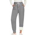 thumbnail image 1 of BXJX Sweatpants For Women- Fleece Lined Drawstring Winter High Waisted Womens Pants With Pockets Silver Size S, 1 of 3