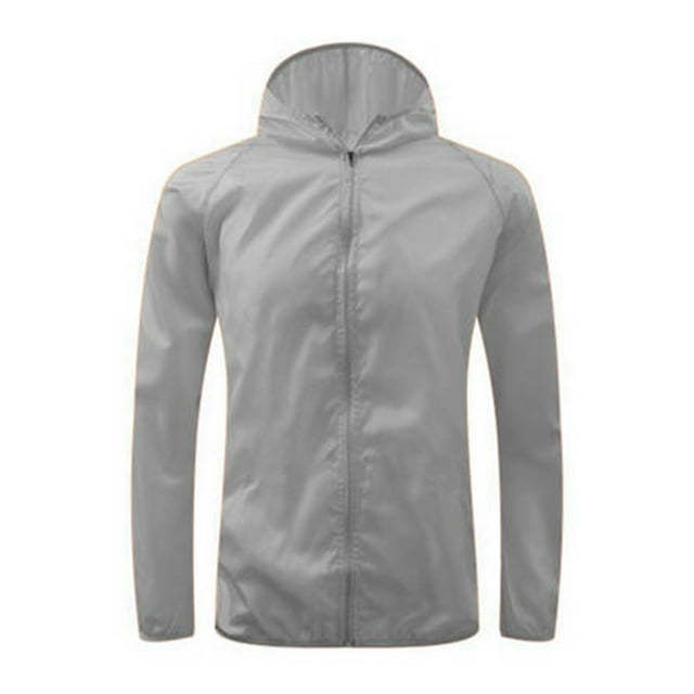 BXJX Windbreaker Jackets for Women Lightweight Warm Outdoor Walking Solid Color Pockets Windproof without Hood Zip up Gray Rain Coat Size 2XL