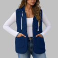 thumbnail image 1 of BXJX Women V Neck Fleece Vest- Button Down Casual Sleeveless Open Front Winter Warm Cozy Outerwear with Pockets Navy Size L, 1 of 6