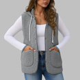 thumbnail image 1 of BXJX Women V Neck Fleece Vest- Open Front Casual Button Down Sleeveless Winter Warm Cozy Outerwear with Pockets Gray Size 2XL, 1 of 6